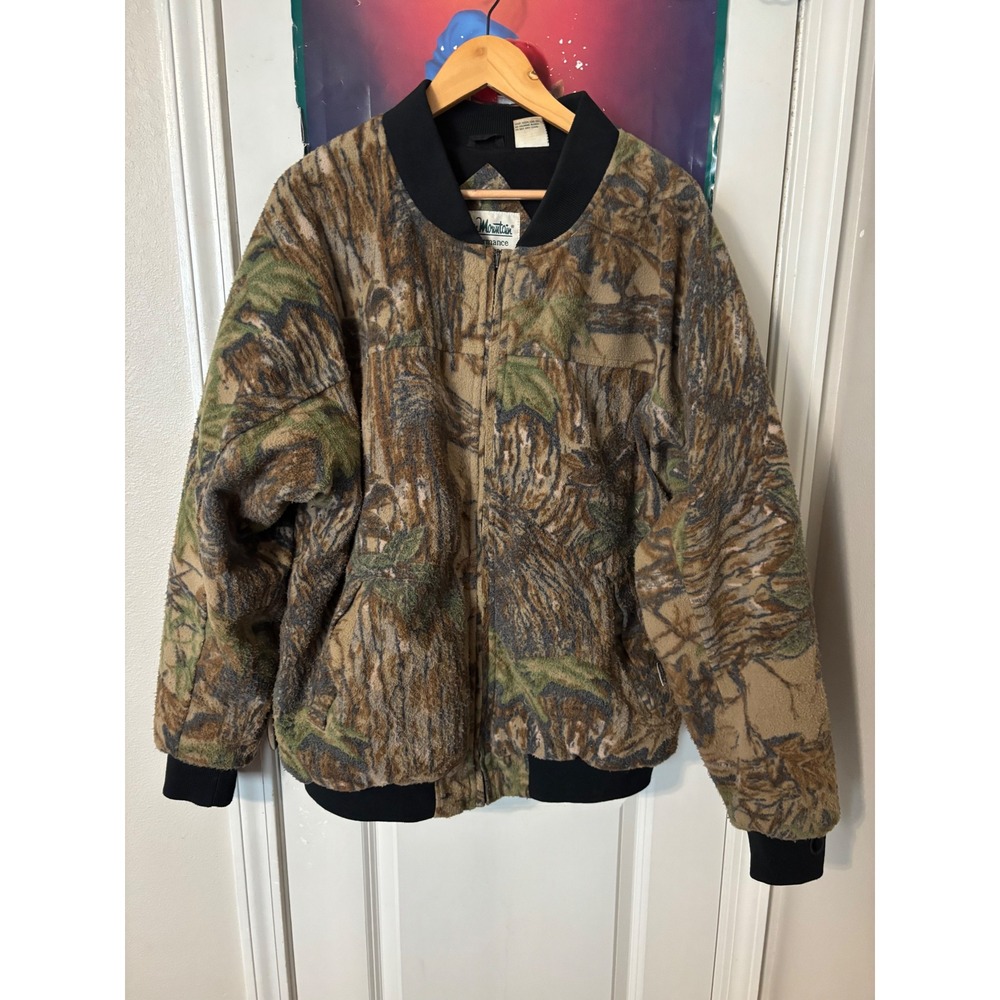 Gander Mountain Camo Fleece Bomber Jacket Sympatex vintage XL Tree Bark